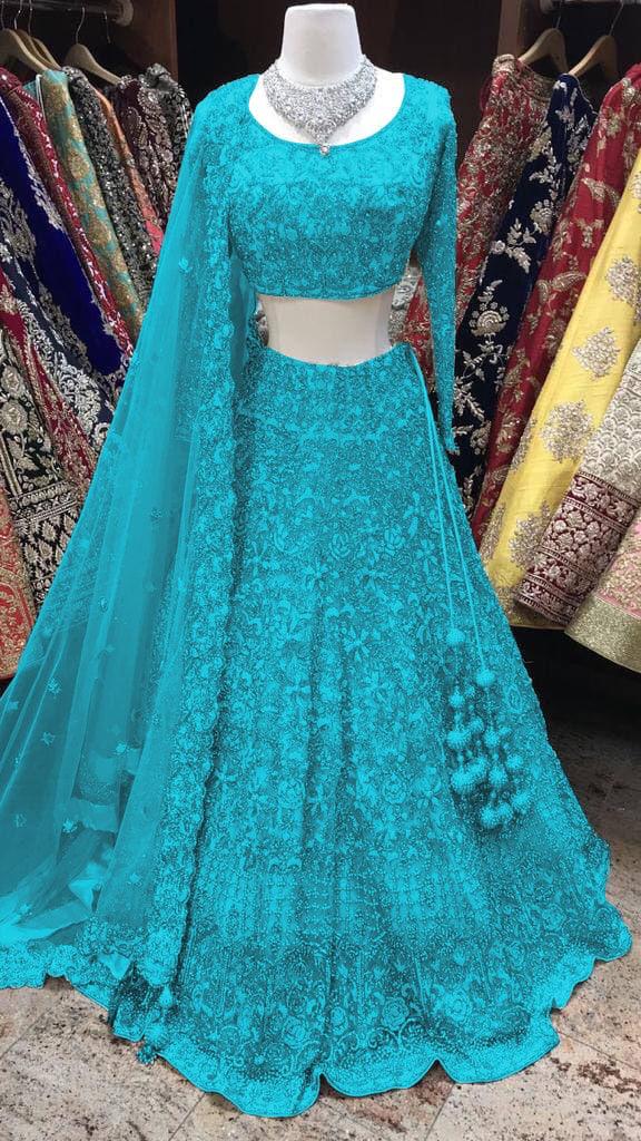 Sky Blue Latest Lehenga Designs For Wedding