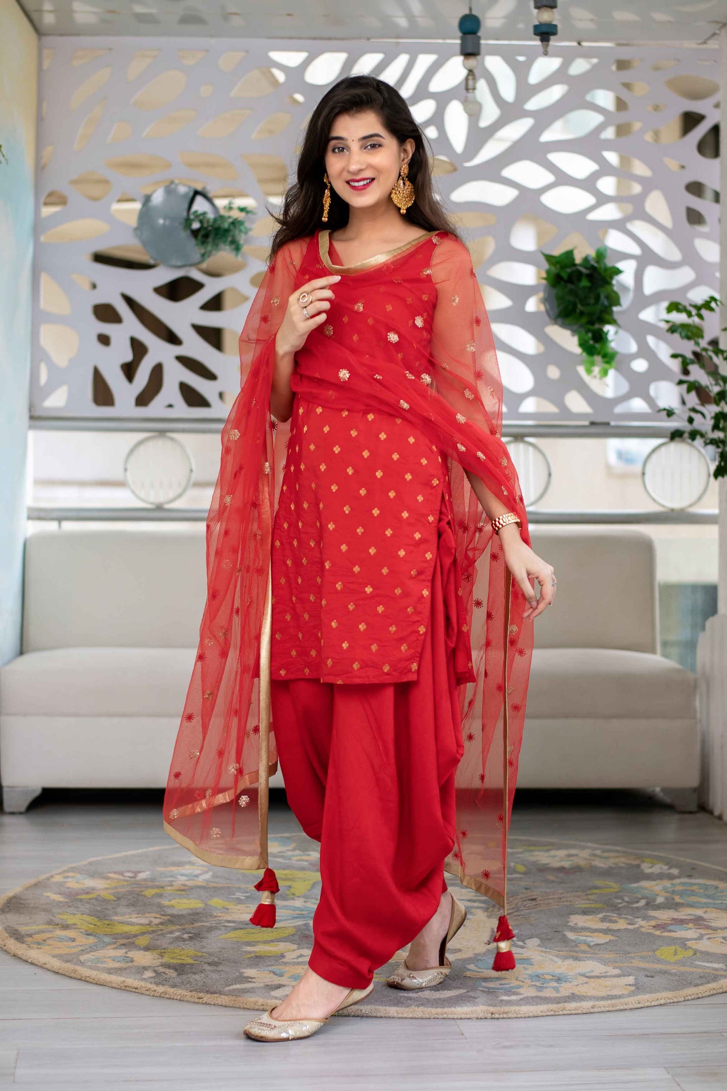 Stunning Red Party Wear Salwar Suit