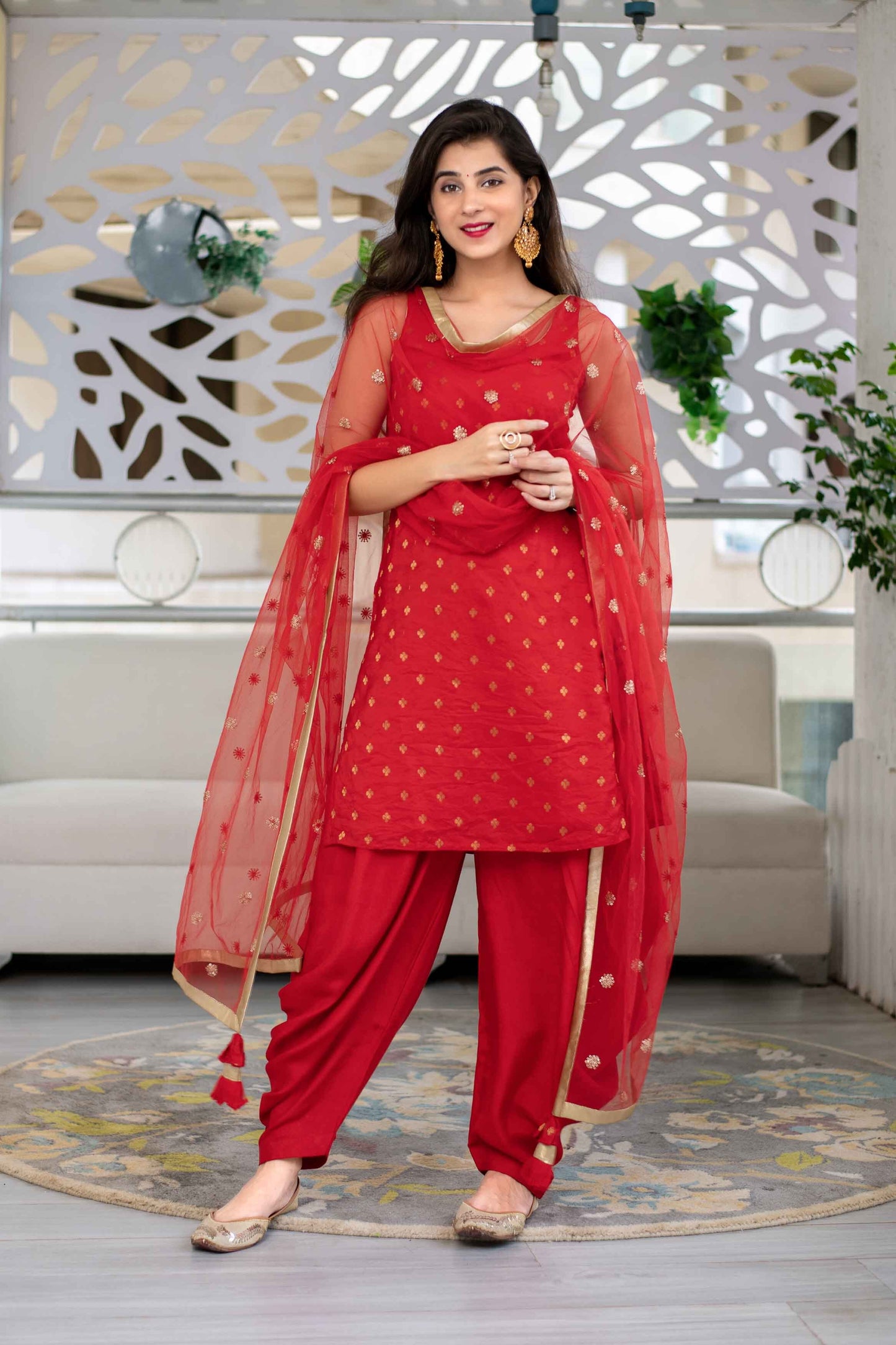 Stunning Red Party Wear Salwar Suit