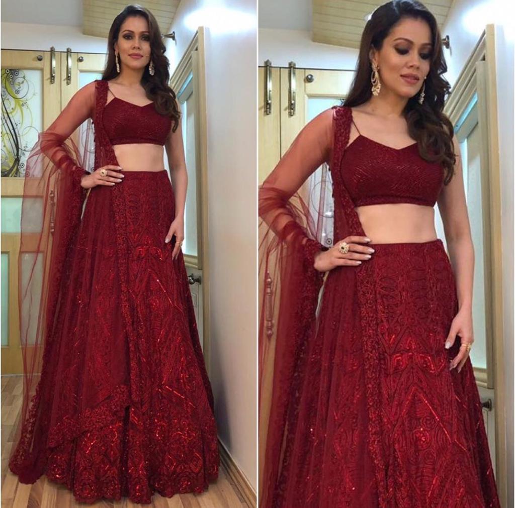 Designing Maroon Color Georgette With Embroidery Chain Work Lehenga Choli
