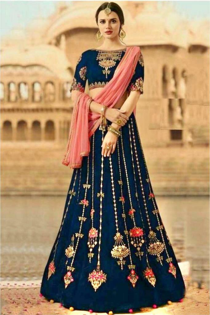 Wedding Wear Blue Designer Lehenga Choli