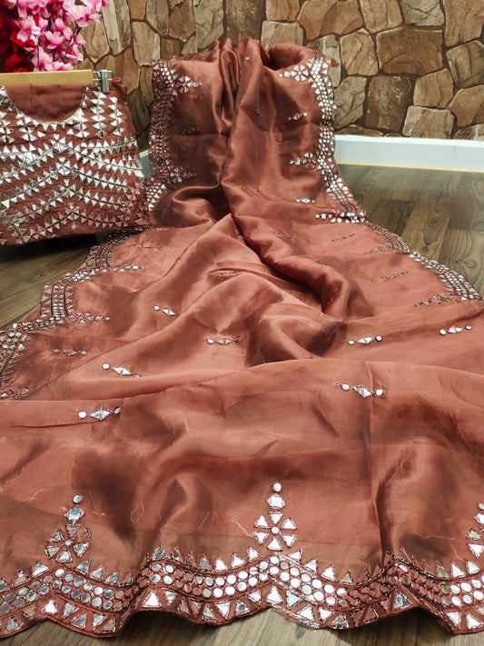 Wedding Wear Brown Saree