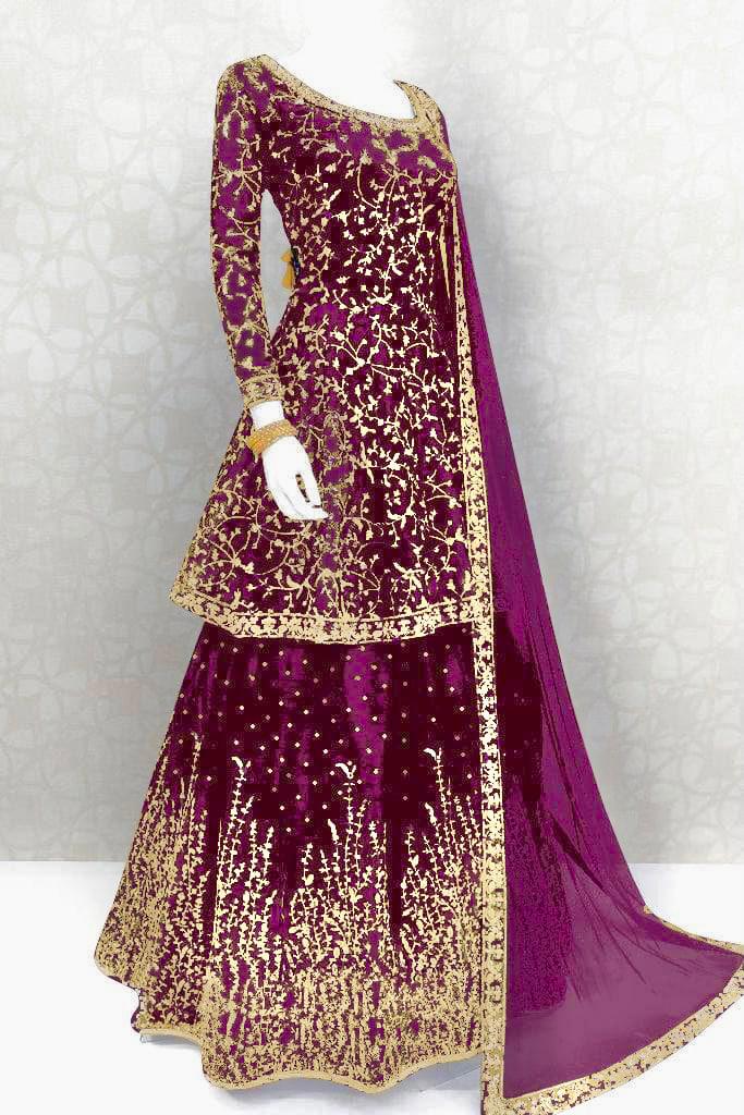 Designer Wine Top With Lehenga