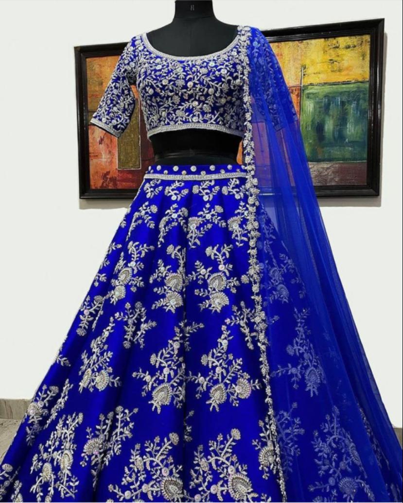 Wedding Wear Royal Blue Lehenga Choli