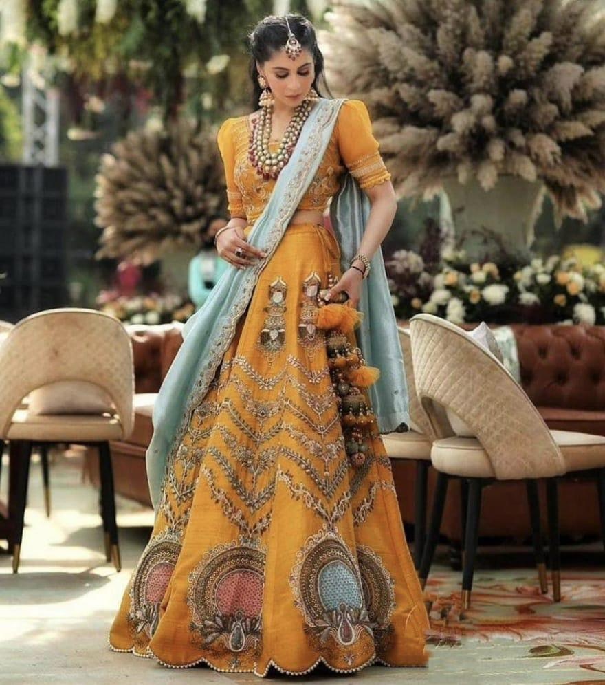 Wedding Wear Yellow Color Designer Lehenga