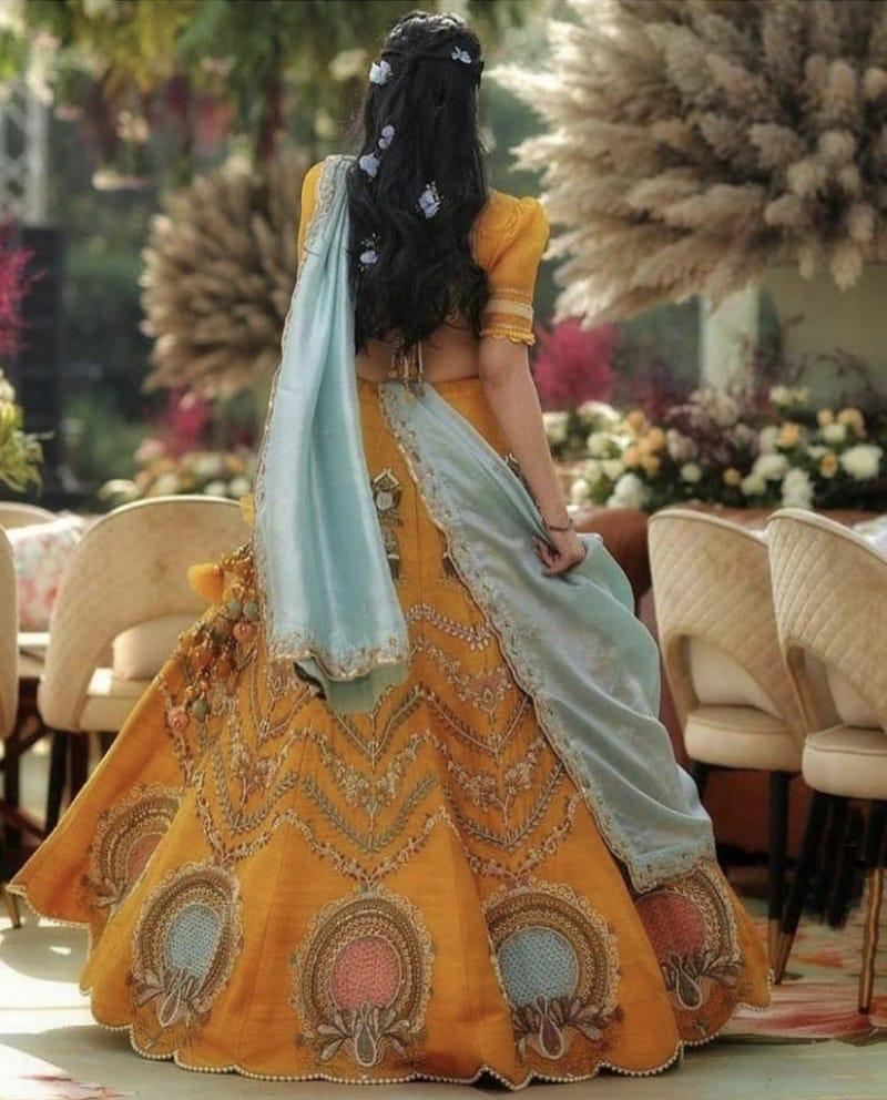 Wedding Wear Yellow Color Designer Lehenga