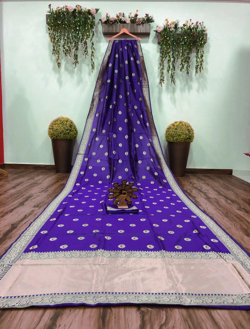 : Bollywood Purple Color Banarasi Silk Saree