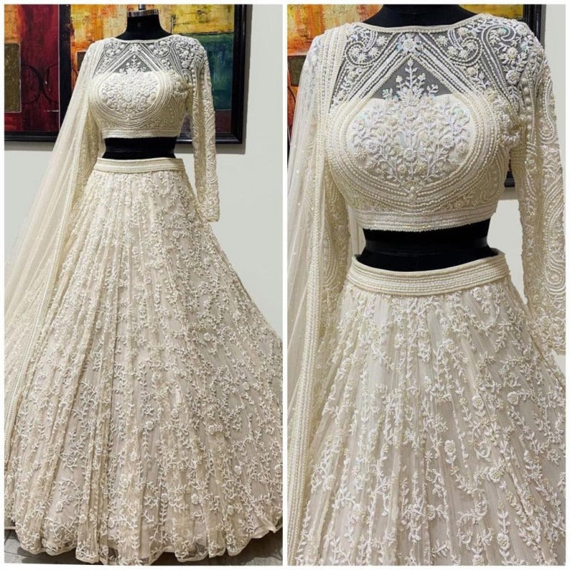 Beautiful White Color Georgette with embroidery Lehenga Choli