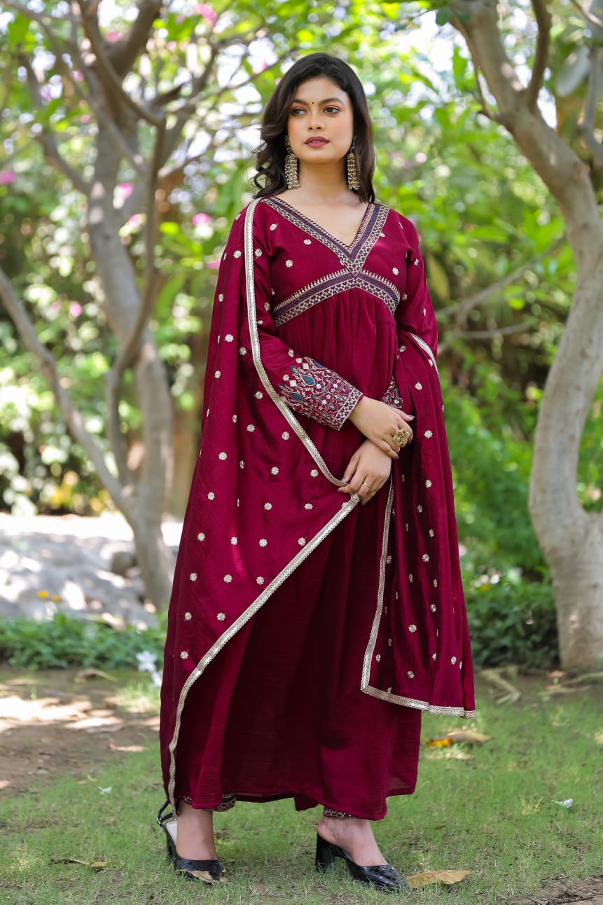 WOMEN Embrodairy ANARKALI Kurta Set