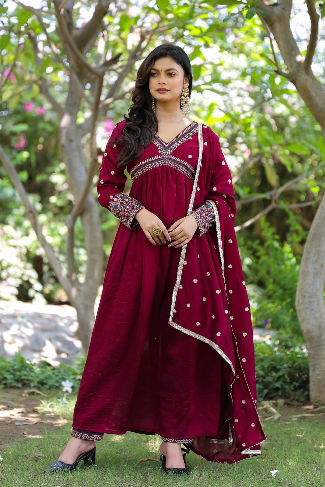 WOMEN Embrodairy ANARKALI Kurta Set