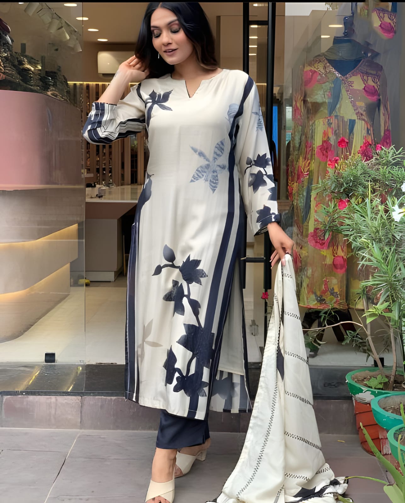 FLORAL PRINT KURTA SET