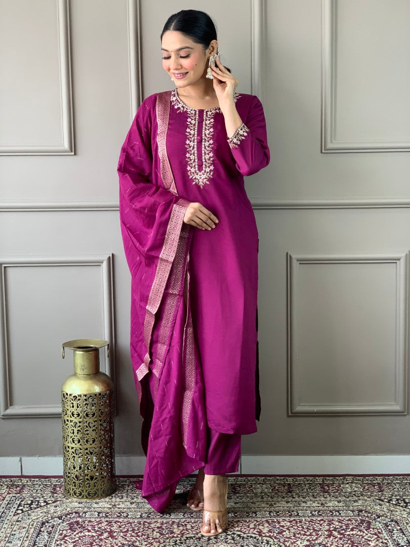 Women Kurti Pant Attached Dupatta set