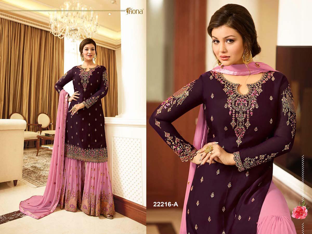 Adorable Wine Color Georgette With Embroidery Work Sharara Suit