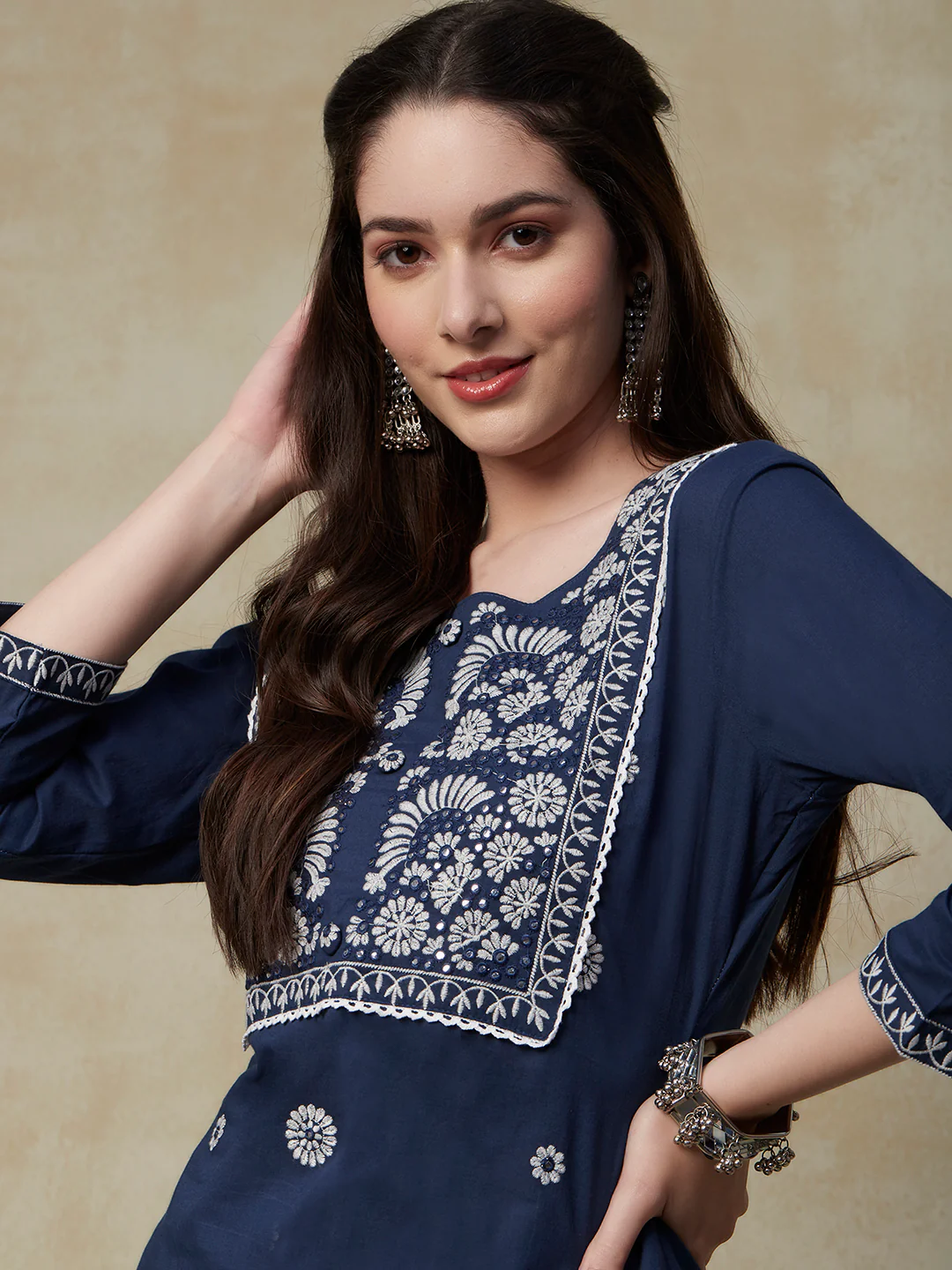 Embroidered Straight Kurta Set