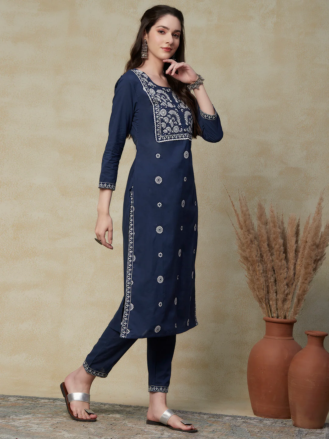 Embroidered Straight Kurta Set