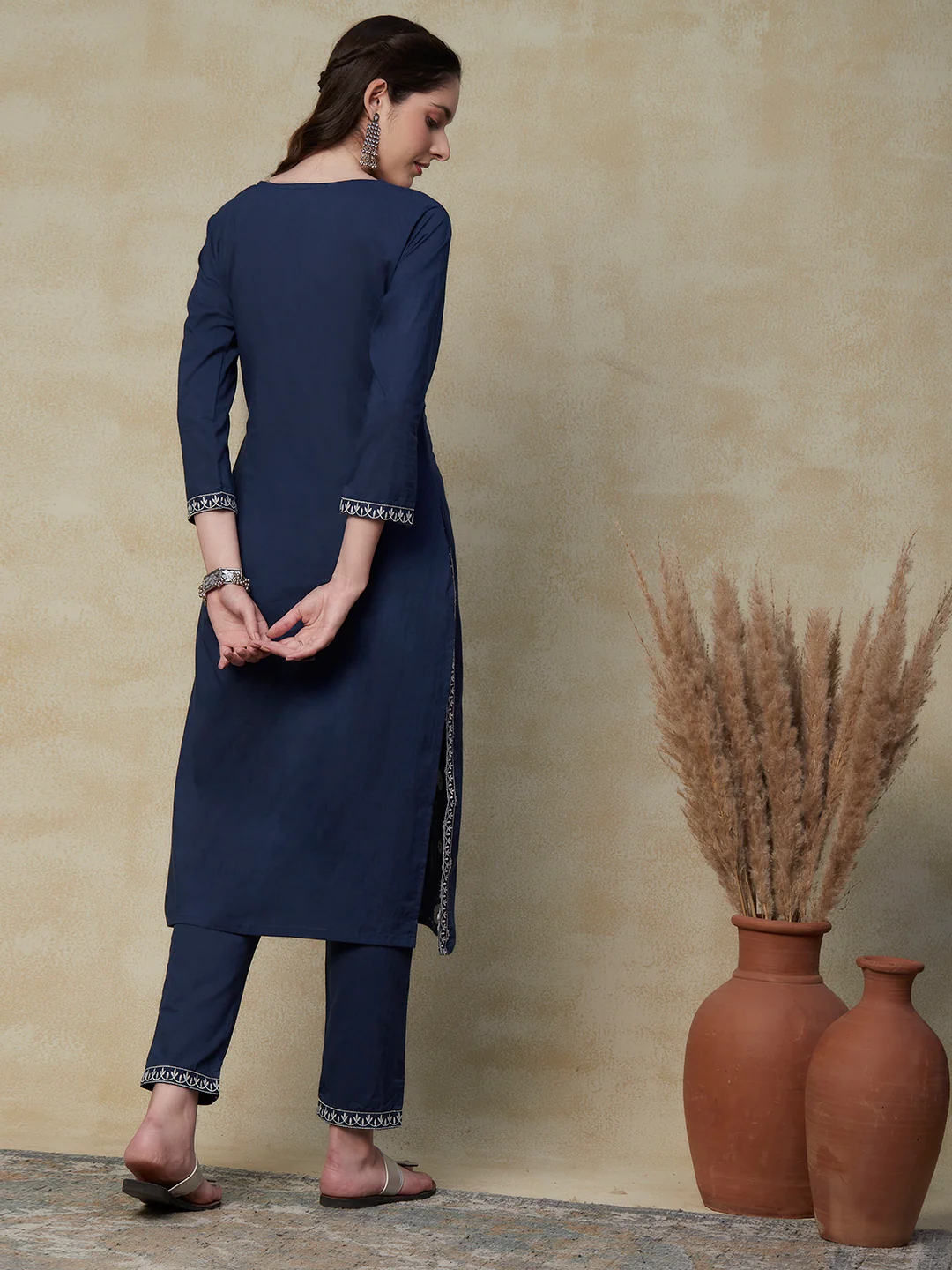 Embroidered Straight Kurta Set