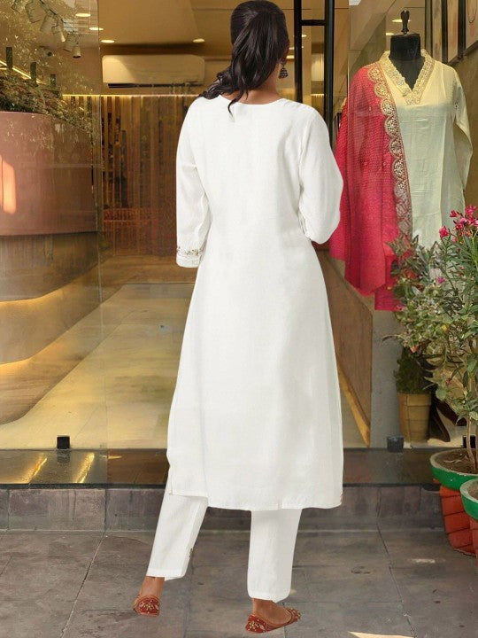 WOMEN Embrodairy Flared Stright Kurta Set